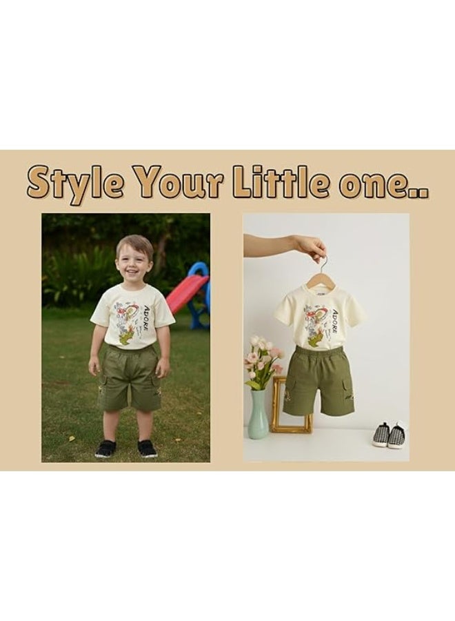 MINIIMODZ MINII MODZ Adore Print Boys Casual Dress Set – Shirt & Pant Set with Dinosaur Cartoon Print - Image 5